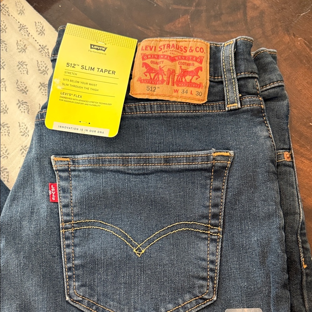 NWT Levi's 512 Slim Taper Dark Blue 512 Tapered Jeans Size 34 X 30